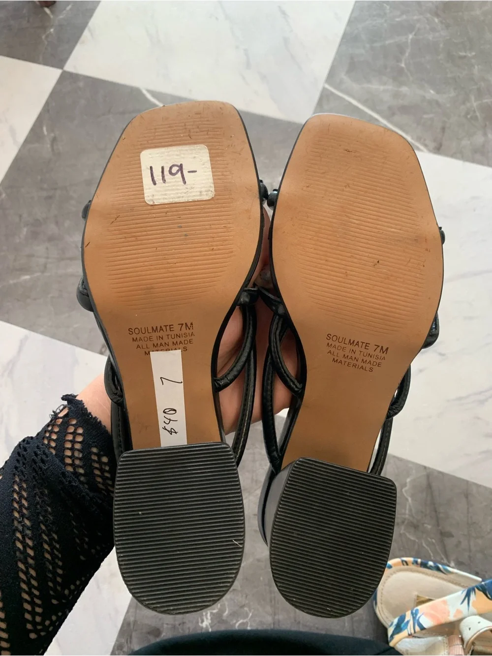 Matisse Black Loop-Strap Square-Toe Heeled Sandals